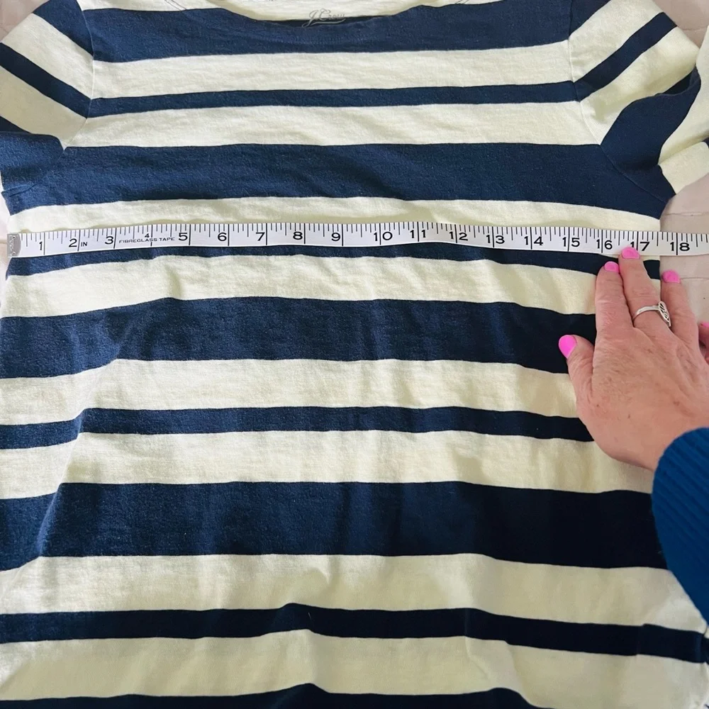 J. CREW Painter slub cotton boatneck T-shirt Yellow Navy Blue Stripe Size Medium